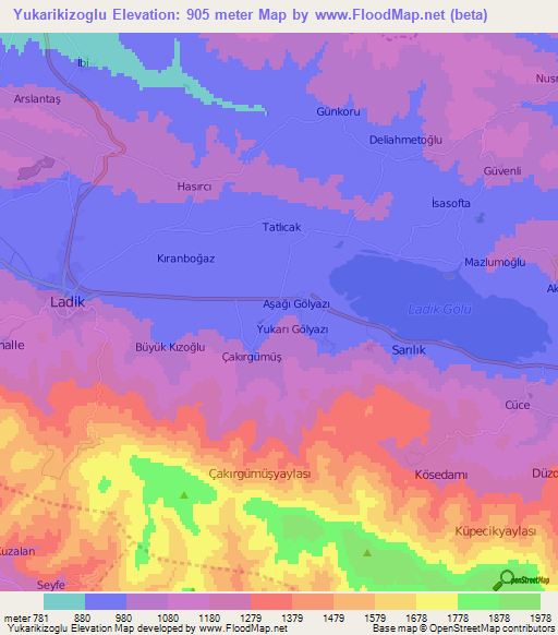 Yukarikizoglu,Turkey Elevation Map