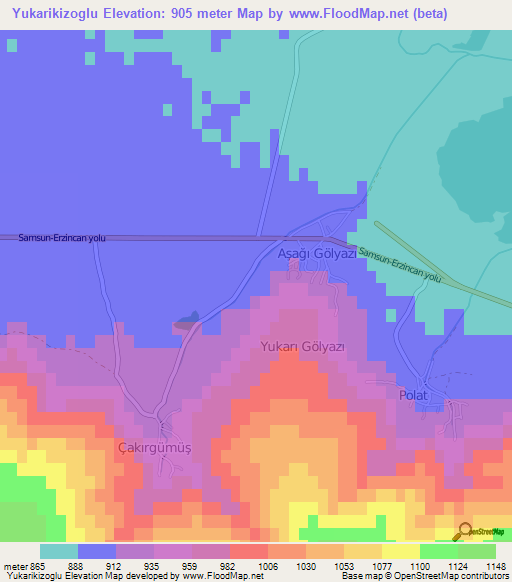 Yukarikizoglu,Turkey Elevation Map