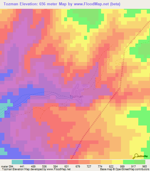 Tozman,Turkey Elevation Map