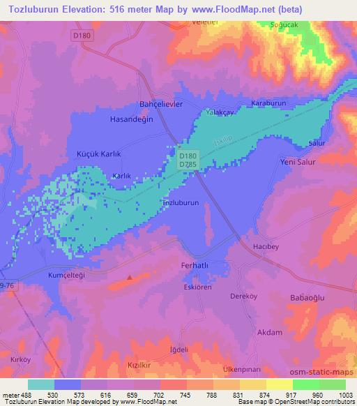 Tozluburun,Turkey Elevation Map