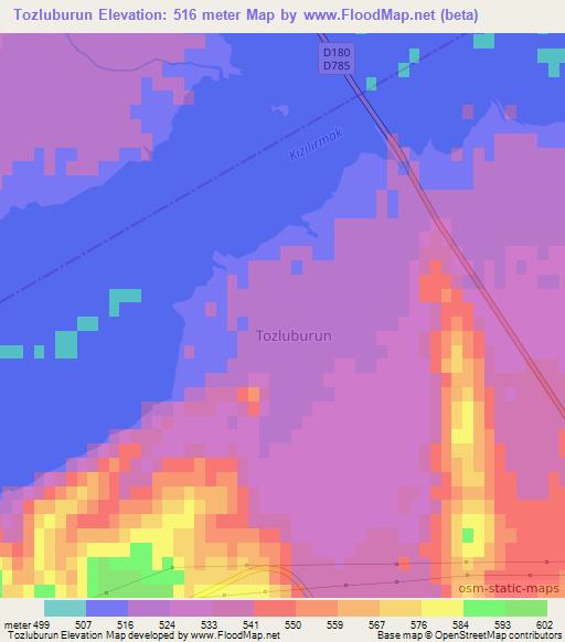 Tozluburun,Turkey Elevation Map