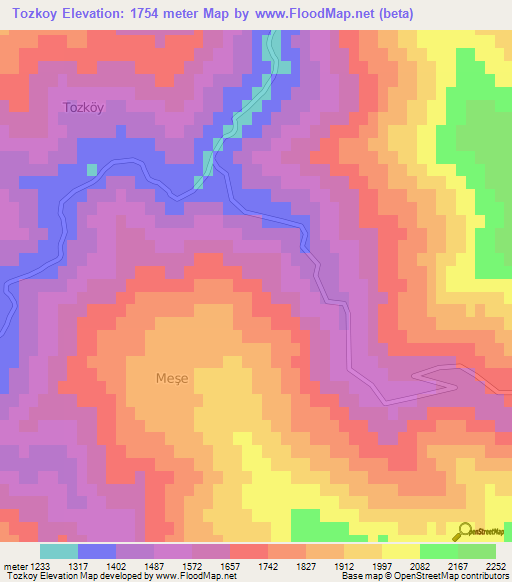 Tozkoy,Turkey Elevation Map