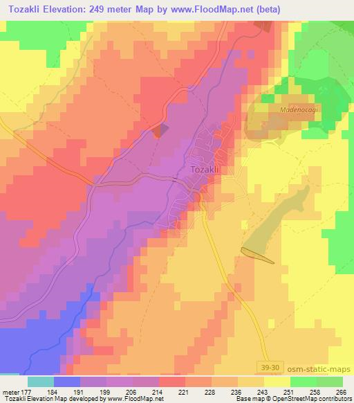 Tozakli,Turkey Elevation Map