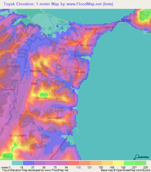 Toyuk,Turkey Elevation Map