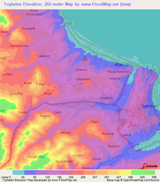 Toybelen,Turkey Elevation Map