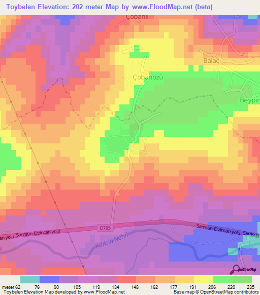 Toybelen,Turkey Elevation Map