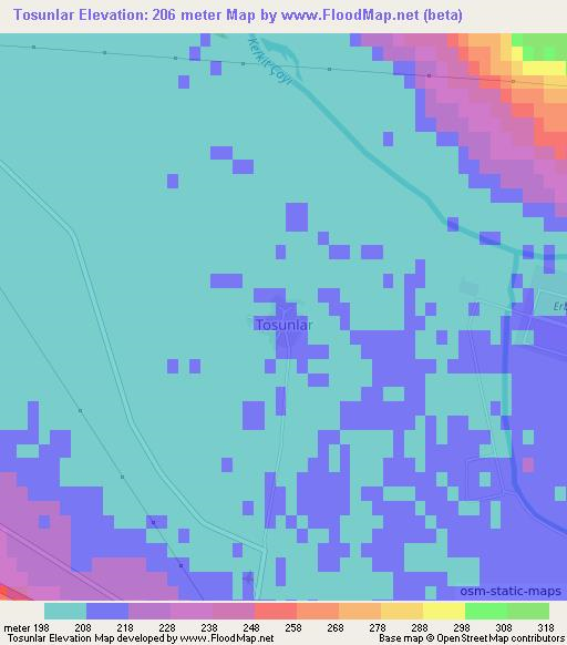 Tosunlar,Turkey Elevation Map