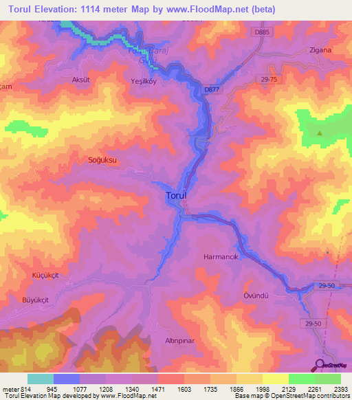 Torul,Turkey Elevation Map