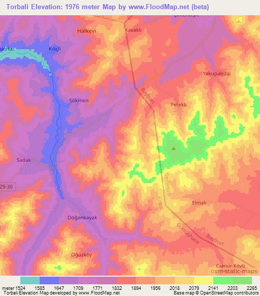 Torbali,Turkey Elevation Map