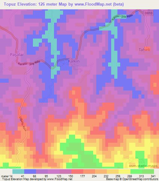 Topuz,Turkey Elevation Map