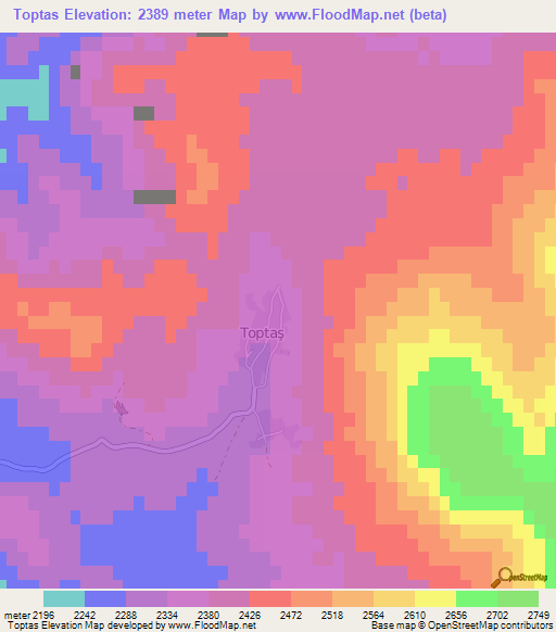 Toptas,Turkey Elevation Map