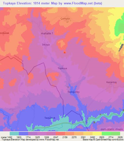 Topkaya,Turkey Elevation Map