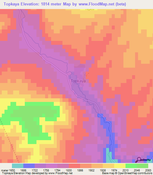 Topkaya,Turkey Elevation Map