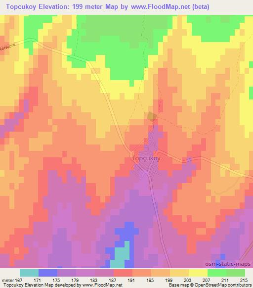 Topcukoy,Turkey Elevation Map