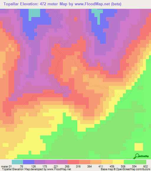 Topallar,Turkey Elevation Map