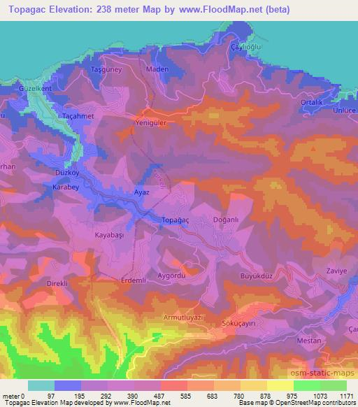 Topagac,Turkey Elevation Map