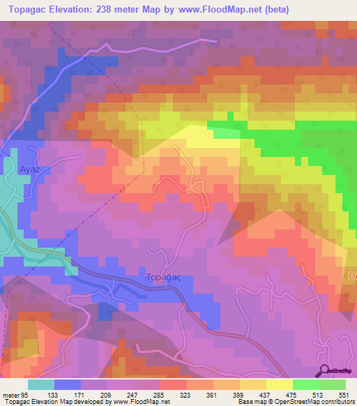 Topagac,Turkey Elevation Map