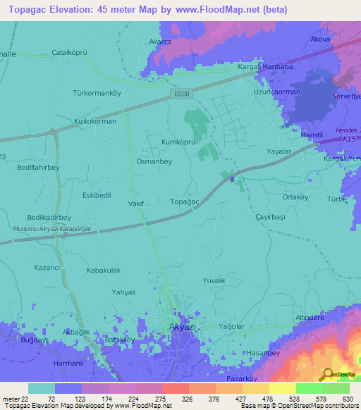 Topagac,Turkey Elevation Map