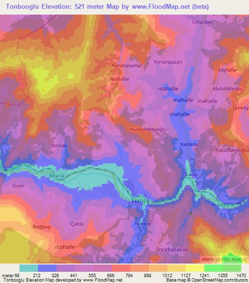 Tonbooglu,Turkey Elevation Map