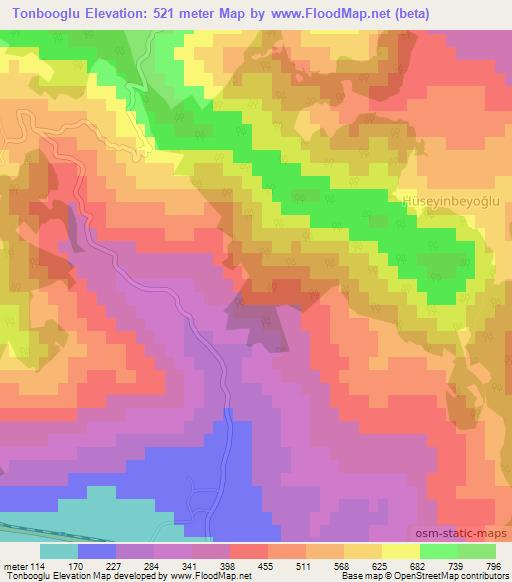 Tonbooglu,Turkey Elevation Map