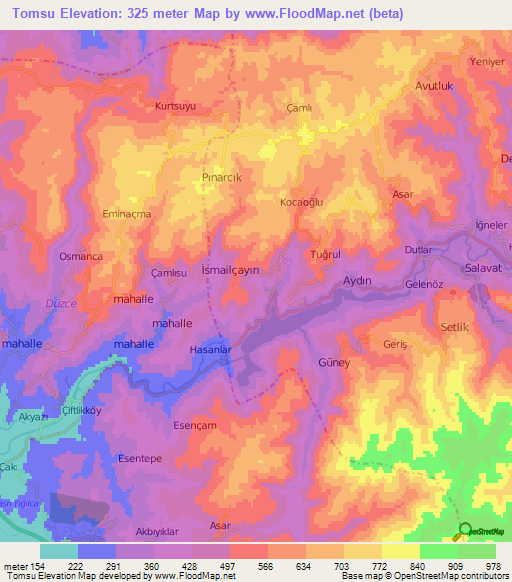 Tomsu,Turkey Elevation Map