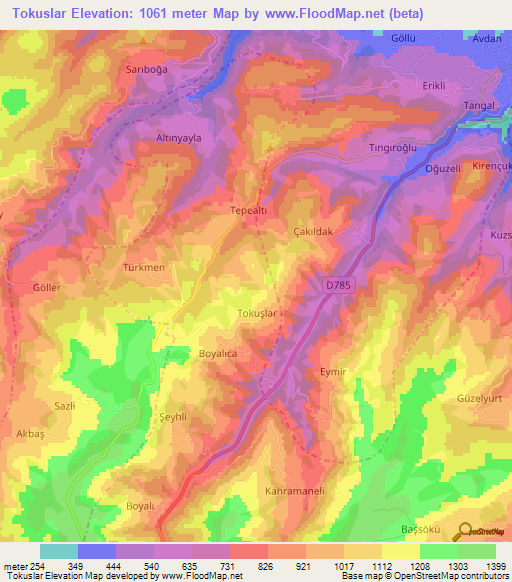 Tokuslar,Turkey Elevation Map