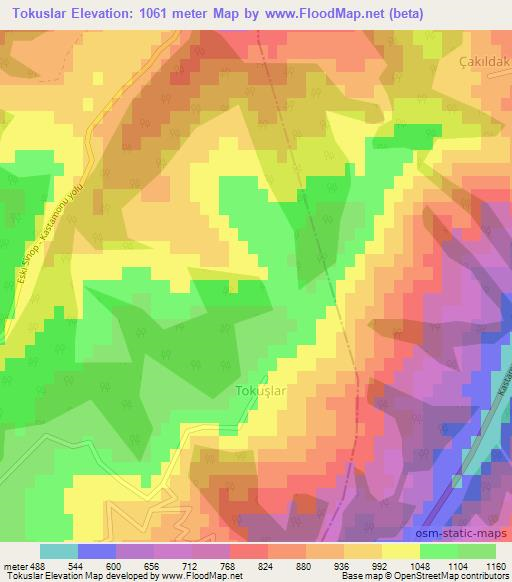 Tokuslar,Turkey Elevation Map