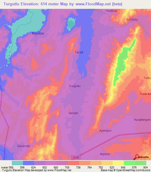 Turgutlu,Turkey Elevation Map