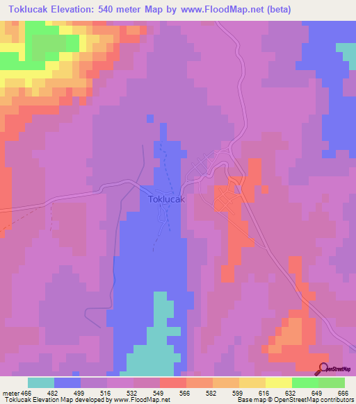 Toklucak,Turkey Elevation Map