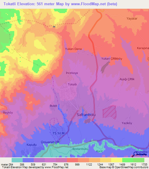 Tokatli,Turkey Elevation Map