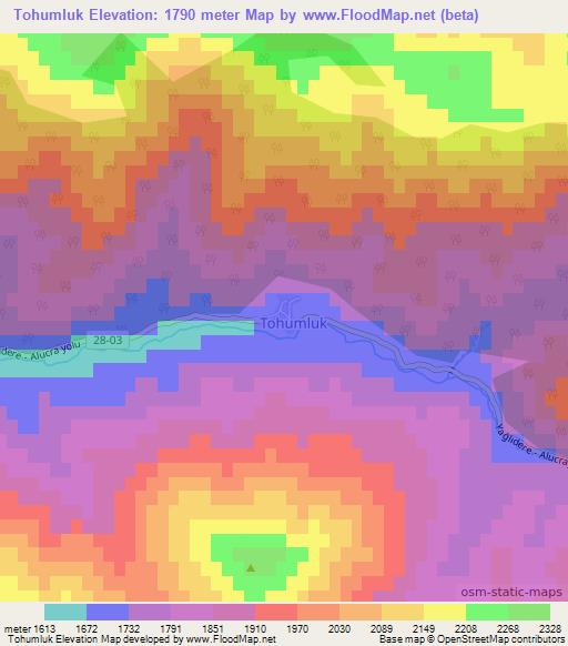 Tohumluk,Turkey Elevation Map