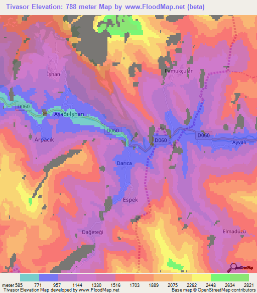 Tivasor,Turkey Elevation Map