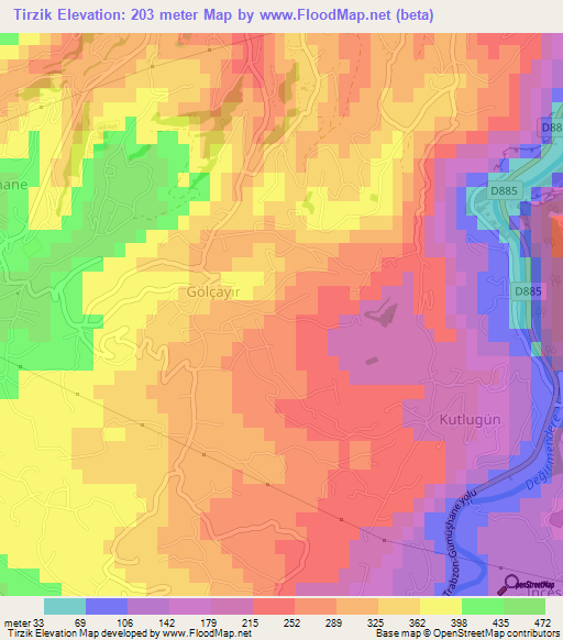 Tirzik,Turkey Elevation Map