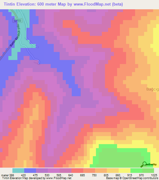 Tintin,Turkey Elevation Map