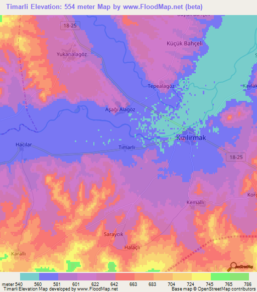 Timarli,Turkey Elevation Map