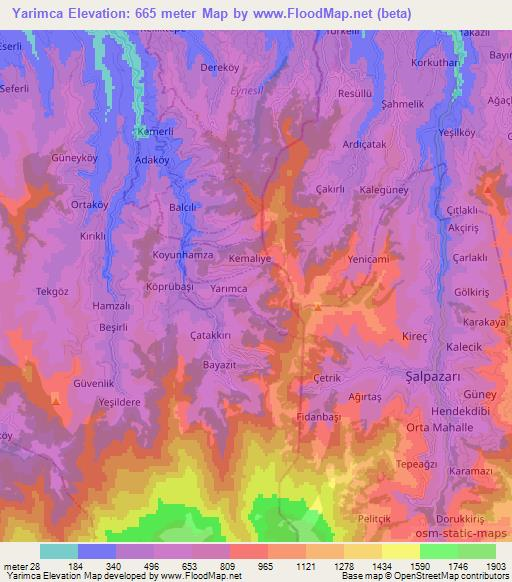 Yarimca,Turkey Elevation Map