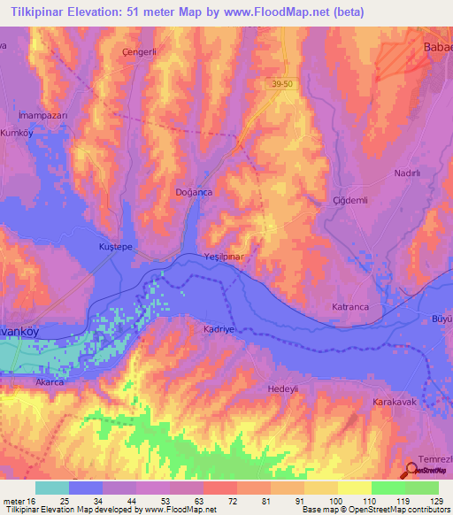 Tilkipinar,Turkey Elevation Map