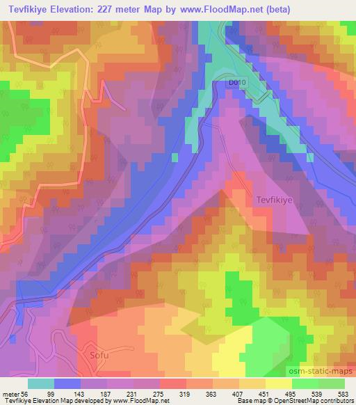 Tevfikiye,Turkey Elevation Map