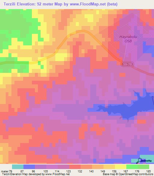 Terzili,Turkey Elevation Map