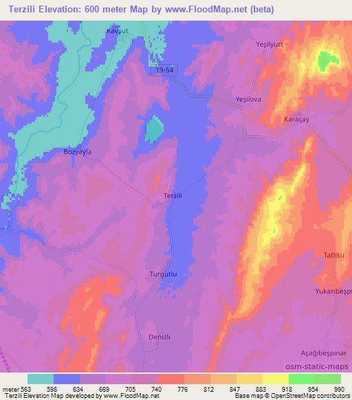 Terzili,Turkey Elevation Map