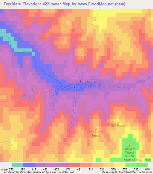 Terzidere,Turkey Elevation Map