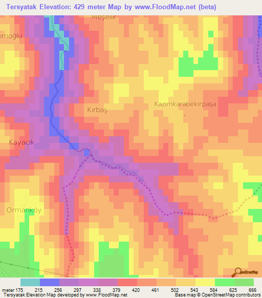 Tersyatak,Turkey Elevation Map