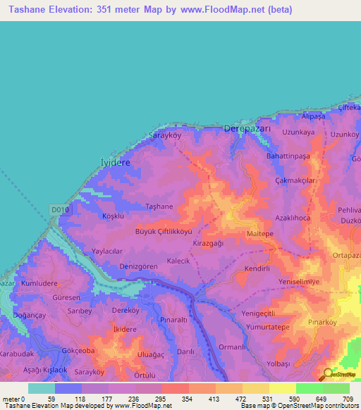 Tashane,Turkey Elevation Map