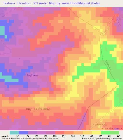 Tashane,Turkey Elevation Map