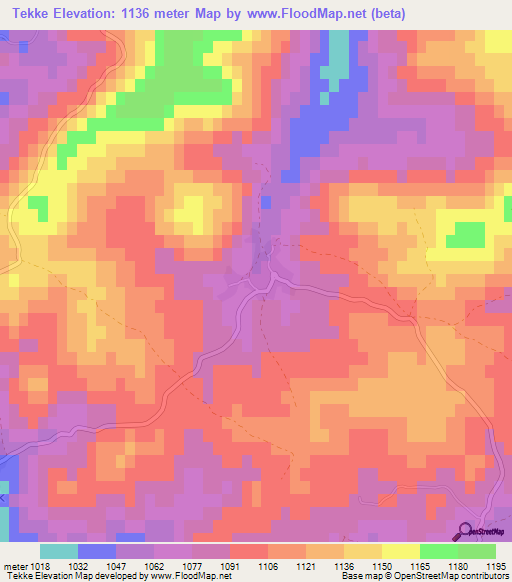 Tekke,Turkey Elevation Map