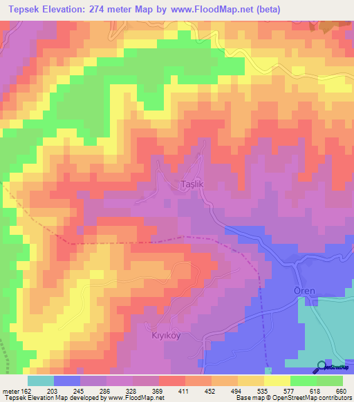 Tepsek,Turkey Elevation Map