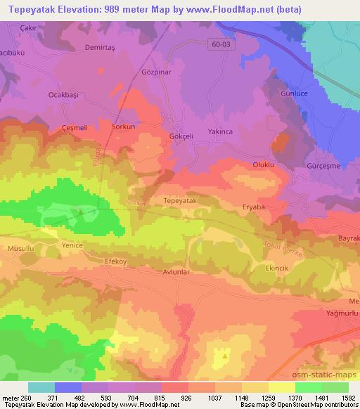 Tepeyatak,Turkey Elevation Map