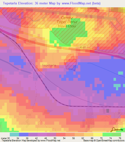 Tepetarla,Turkey Elevation Map