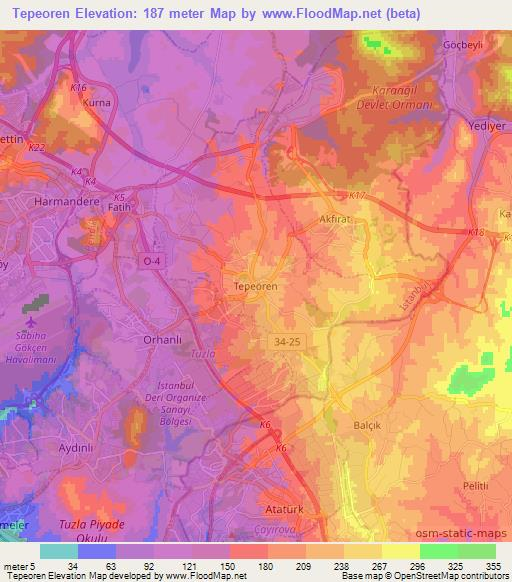 Tepeoren,Turkey Elevation Map