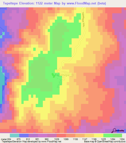 Tepeltepe,Turkey Elevation Map